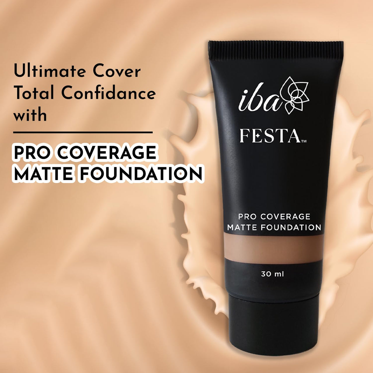 Iba Festa PRO Coverage Matte Foundation - 03 Natural, 30ml | Long Lasting | Lightweight | Oil Free & Matte Finish | 100% Natural Vegan & Cruelty-Free