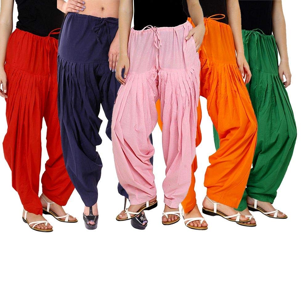 Pistaa's  Women's  Regular Fit Patiala Bottom (Multicolor, Free Size, Pack of 5)
