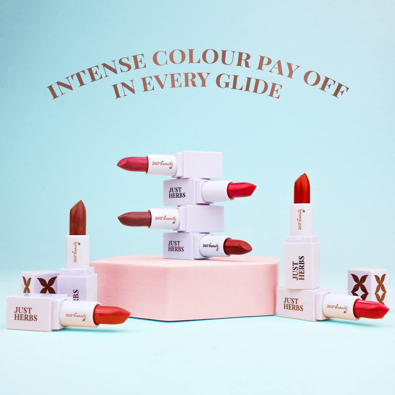 Just Herbs Ayurvedic Creamy Matte Lipstick For Moisturized Lips - Parabens & Chemical Free 01 Pink (Half - Size) 1.8gm