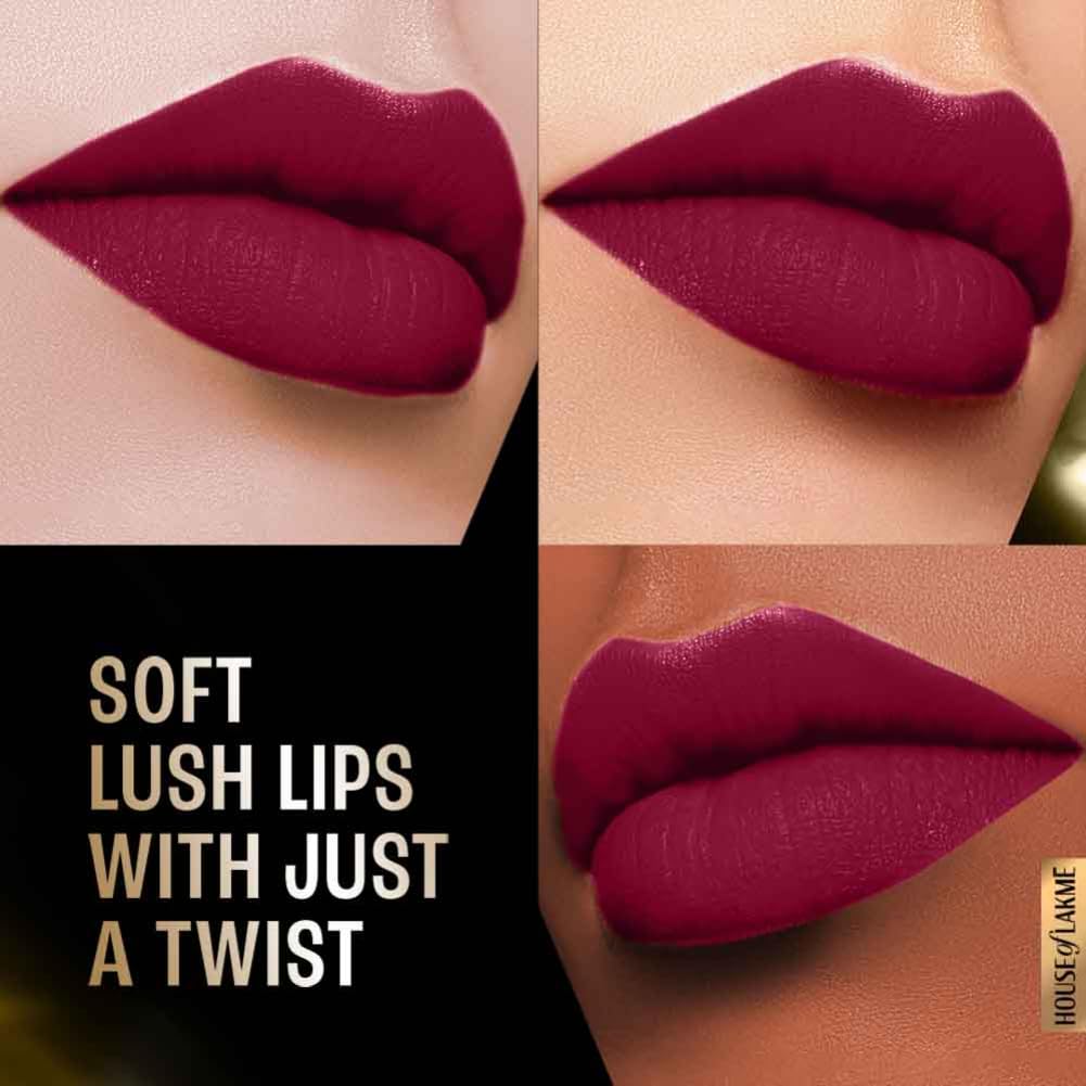 Lakmé Forever Matte Lipstick, Made With French Rose Oil Extracts, Red Crimson, 4.5G