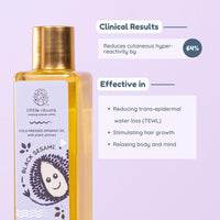 Little Rituals BLACK SESAME Baby Massage Oil and Hair oil, Cold Pressed and Certified ORGANIC with SWISS Plant Actives. Dermatologist Tested by Pediatrics, Mild & Gentle & Safe (100 ML)