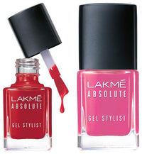 Lakmé Absolute Gel Stylist Nail Color, Scarlet Red, 12 ml & Lakmé Absolute Gel Stylist Nail Color|| Pink Date|| 12ml
