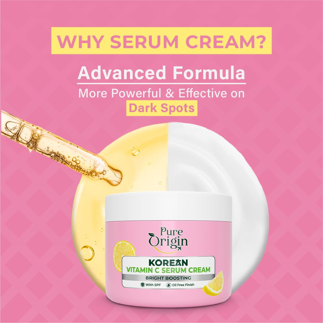 Pure Origin Korean Vitamin C Bright Boosting Serum Cream & Bright Boosting Body Lotion Combo | For Brighter, Glowing Skin and moisturized skin | For women and men | 350g