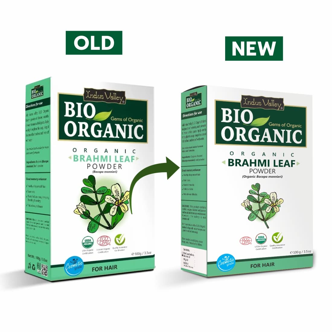 INDUS VALLEY Brahmi Powder | Bacopa monnieri 100% Pure and natural Hair and Skin Care Powder - Set of 2 (100g *2=200g)