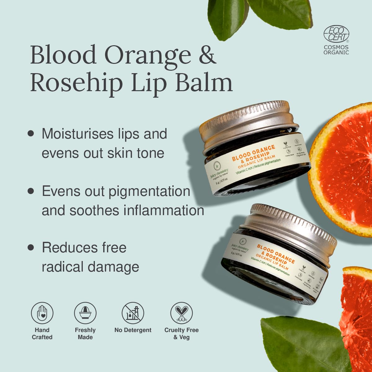 Lip Balm Assorted (Pack of 3), Lip Stack | Blood Orange & Rosehip, Vanilla Bean, Peppermint & Chocolate