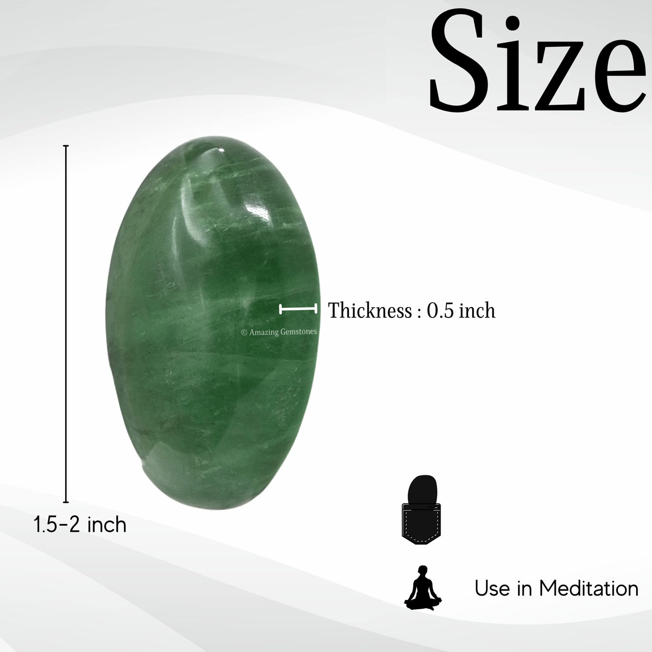 Green Fluorite Palm Stone - Pocket Massage Worry Stone for Natural Body Chakra Balancing, Reiki Healing and Crystal Grid Green Fluorite