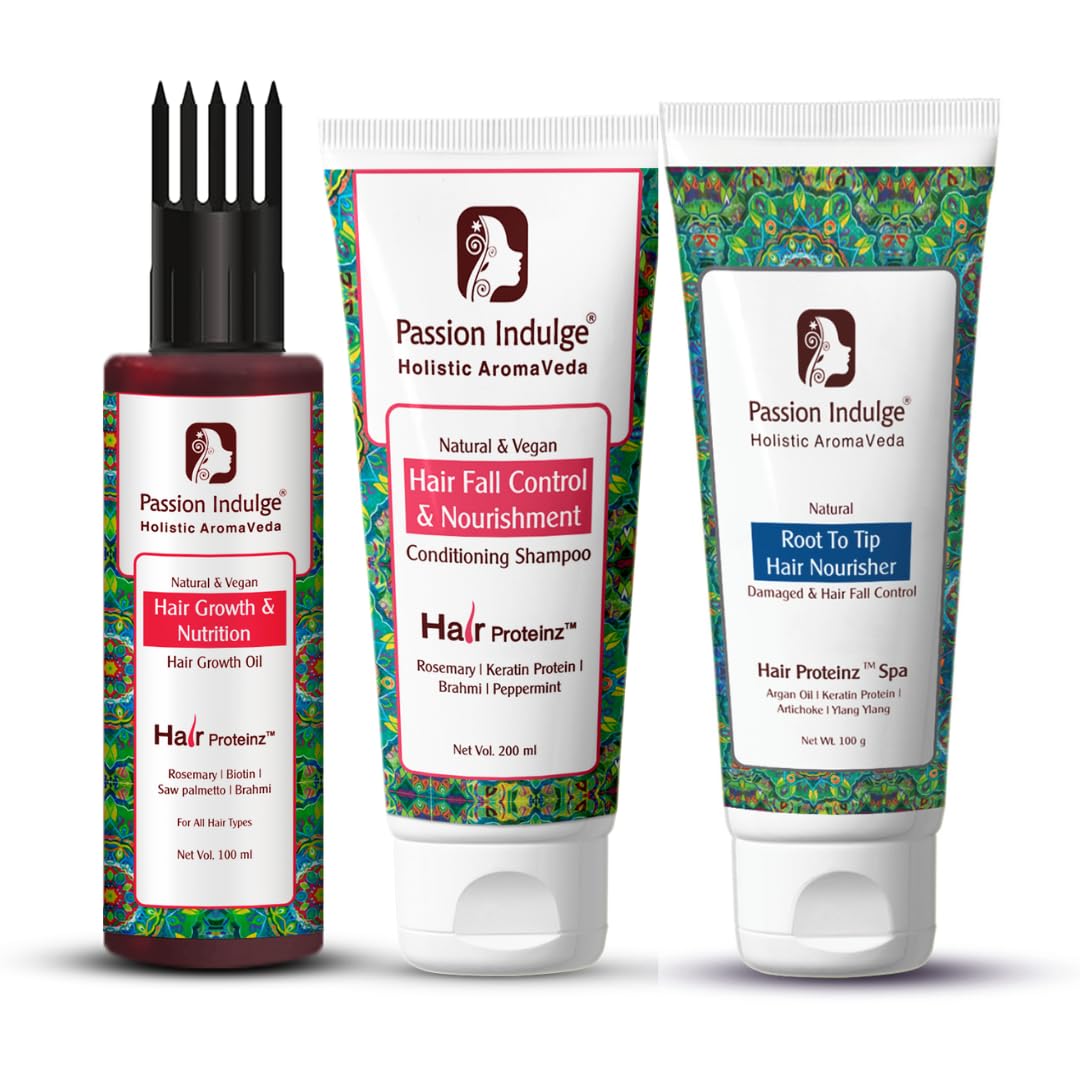Passion Indulge Rosemary Hair Growth Conditioning combo - Rosemary hair oil, Hair fall control Shampoo & Keratin Hair spa for Dry Hair