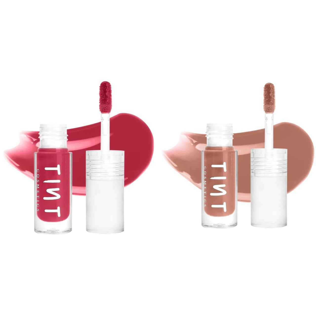 Tint Cosmetics 2.5ml Set of 2 Lipgloss, Red & Nude, Non Sticky, Hydrating, Light Weight, Long Lasting, High Shine & Soft Natural Liquid Lip Gloss For Girl & Women (Berry Pink & Roasted Chestnut)
