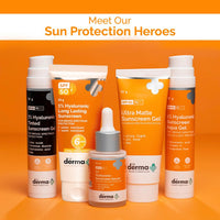 The Derma Co 1% Hyaluronic Long Lasting Sunscreen Spf 50 Pa++++|With Hyaluronic Acid & Vitamin E|For Broad Spectrum|Upto 6H Sun Protection|Water & Sweat Resistant|No Reapplication Needed|50G, All