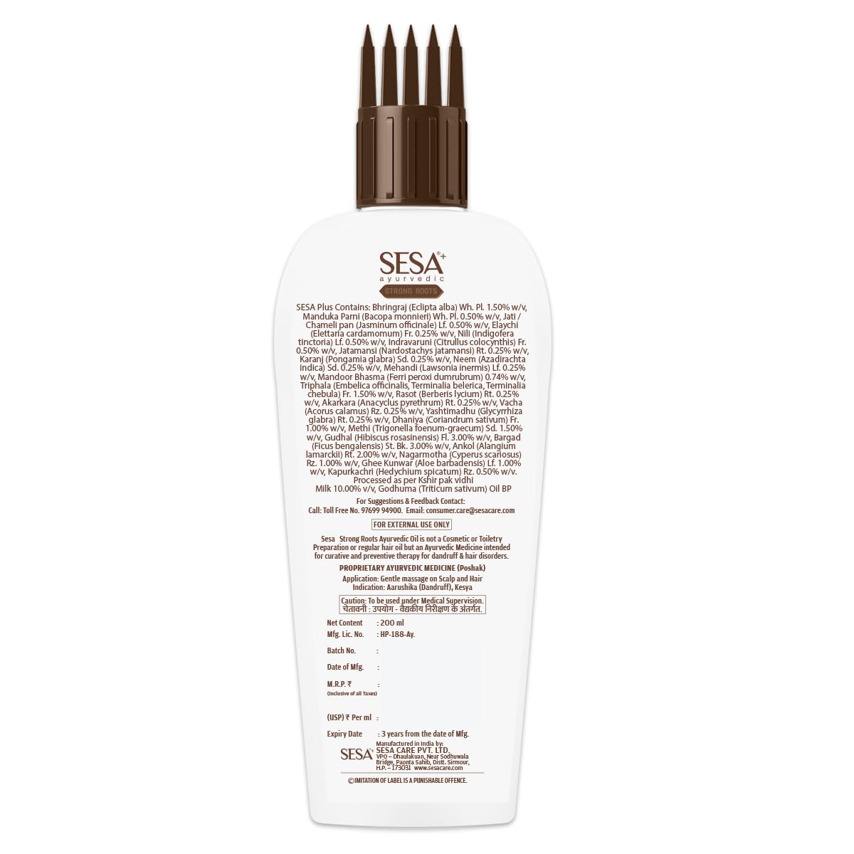 SESA Ayurvedic Strong Roots Hair Oil 100 Ml Hair Strenghtening Reduces Hairfall No Mineral Oil Hair Oil For Women And Men