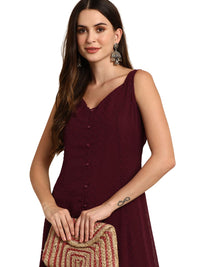 Janasya Women's  Wine Poly Chiffon Kurta