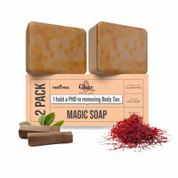 Hamare Ghar Ka Soaps Sandalwood & Saffron Magic Soaps For Bath (100 Gms Pack Of 2) | Paraben Free | Chandan & Kesar Bath Soap | Handmade Soap For Glowing | Skin Brightening For Men & Women