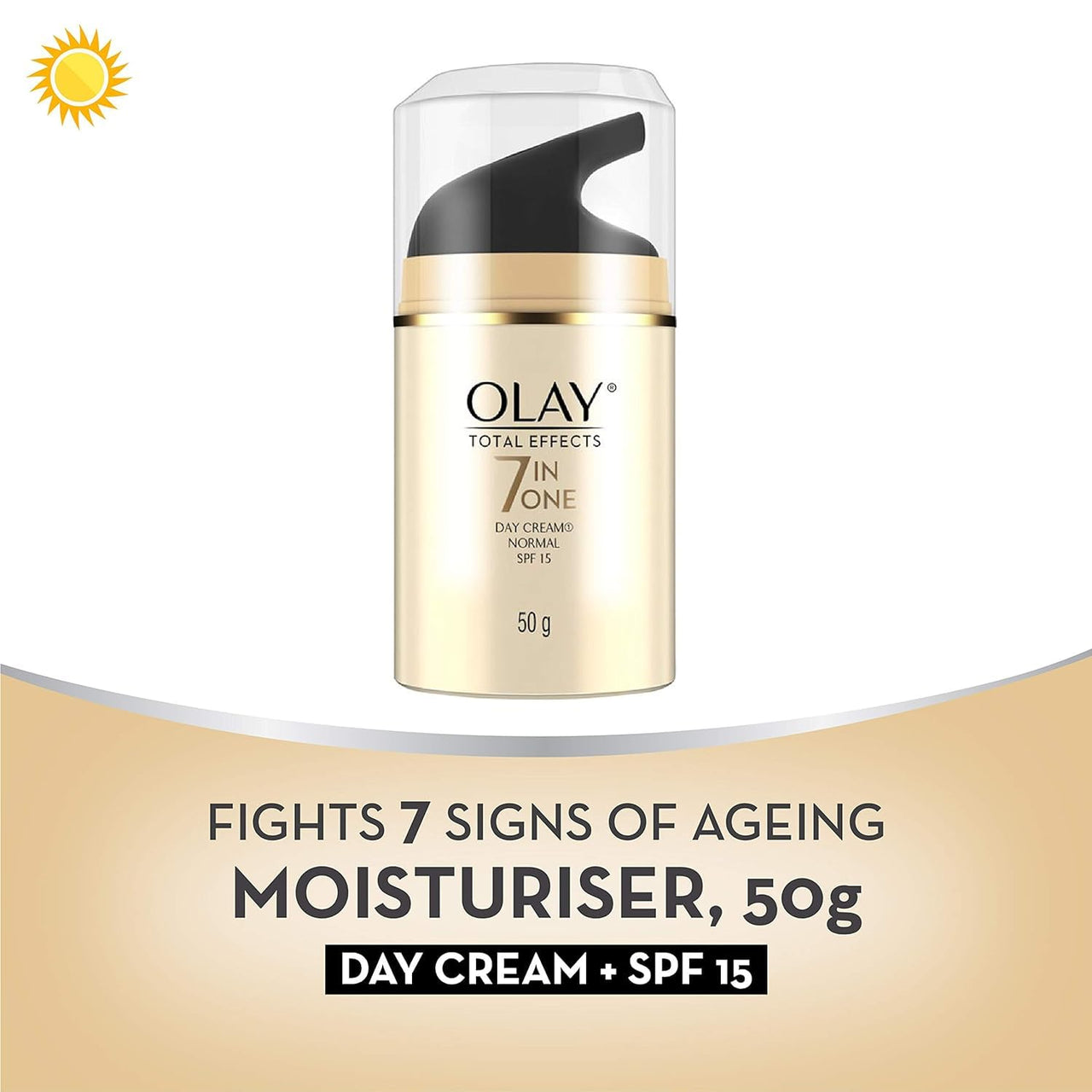Olay Total Effects Anti Ageing Skin Cream (Moisturizer)| Fights 7 Signs of Ageing | With Niacinamide and Green Tea Extracts | Normal, Oily, Dry, Combination Skin | 50g (Normal SPF15)