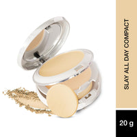 Hilary Rhoda Slay All Day 2 in 1 Compact | Matte & Shimmer Finish | Moisture-Infused With Sponge | 20g (Sand - Shade 04)