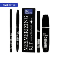Blue Heaven Mesmerising Eye Kit Combo Pack of 4 | Kajal, Mascara, Eyeliner & Brow Definer |Long lasting, Smudge proof & Waterproof, Matte Finish for naturally fuller look, 0.6gm+9ml