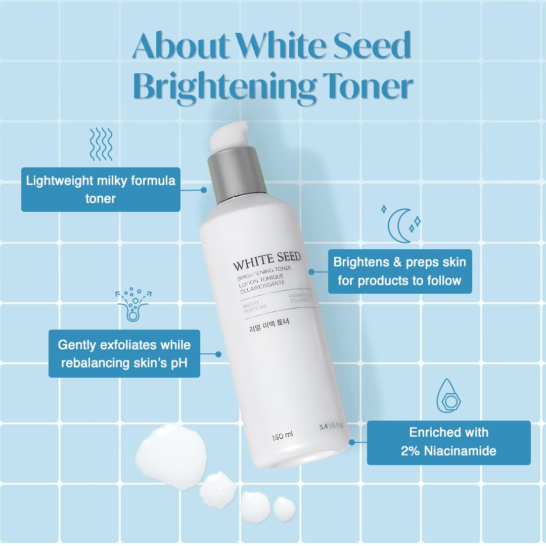 The Face Shop White Seed Brightening Face Toner with Niacinamide & Vitamin B | For Dark Spots, Dullness & Acne Scars| Suitable for Normal, Oily, Dry, Combination Skin | Sulphate & Paraben Free, 145ml
