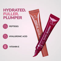 Mila Beauté Peptide Lip Gloss Balm I With SPF & Hyaluronic Acid I Plump & Fuller Lips I Hydrating & Shiny Lip Balm Non Sticky I Highly Pigmented I Soft & Nourished Lips - Peach Sharbat