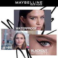 Maybelline New York Pencil Matte Finish Eyeliner, Intense Eyeliner, Long-lasting, Felt-tip Applicator, Line Tattoo High Impact Liner, Black (Pack of 2)