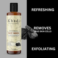 Khadi Natural Herbal Charcoal Face Wash | Soothes Skin | Unclog Pores | Deep Cleaned Skin | Radiant Glow | Detox & Purifying Pollution Clear Face Wash For Women & Men 100ml