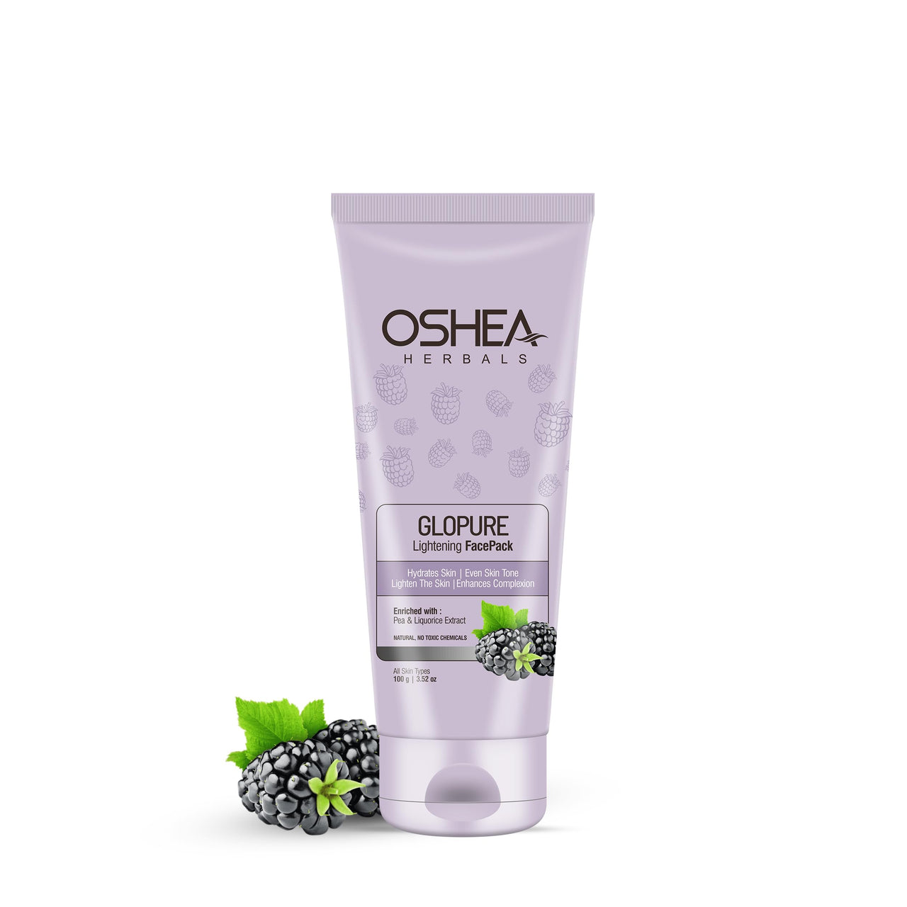 Oshea Herbals Glopure Lightening Face Scrub for All Skin Types | Glow, Exfoliation & Remove Impurities | Enriched with Blackberry & Licorice Extracts - 100g