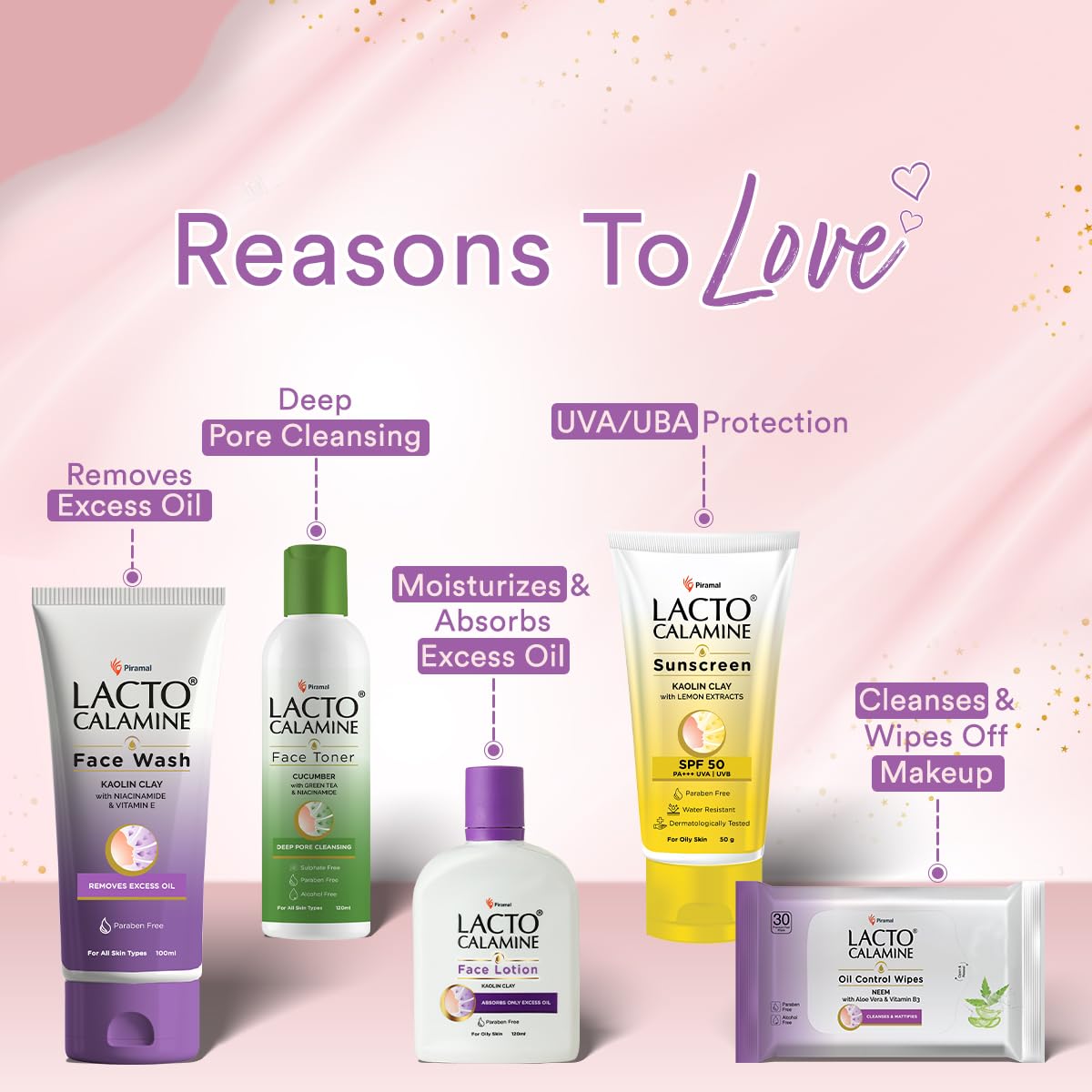 Lacto Calamine Premium Face Care Kit for Women | Face Wash, Sunscreen, Wet Wipes, Toner, Face Lotion | Pack of 5 signature products | Diwali Gifts for Family and Friends