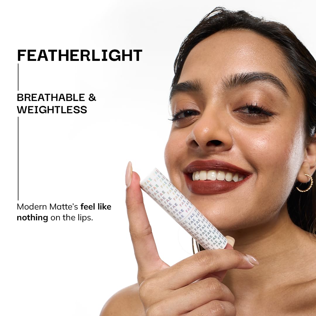 FAE Beauty Modern Matte Lipstick | Comfortable Cushion Matte Formula | One Stroke Application | Longwear | Richly Pigmented (Shade Boujee)