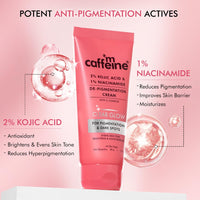 mCaffeine 2% Kojic Acid & 1% Niacinamide De-Pigmentation Cream| Reduces Dark Spots, Melasma, Tan & Evens skin tone |Skin Brightening Lightweight Moisturizer For Men & Women | For All Skin Types- 50g