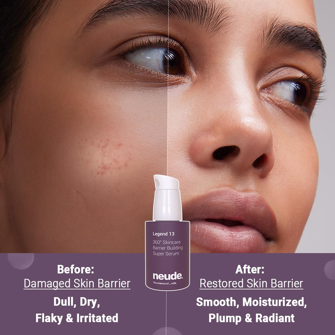 Neude Legend 13 Super Face Serum 30ml with 3x Ceramides, Lactobacillus Ferment, Alpha Arbutin, Rice Water, 13 Multiactives for Barrier Building Re-texturing & Hydration, pH 5.5, for All Skin Types
