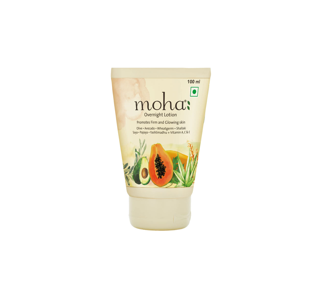 moha: Overnight Lotion with Aloe Vera, Papaya, Avocado night body lotion for Glowing Skin Unisex Suitable For all Skin Type - 100ml (Pack of 1)