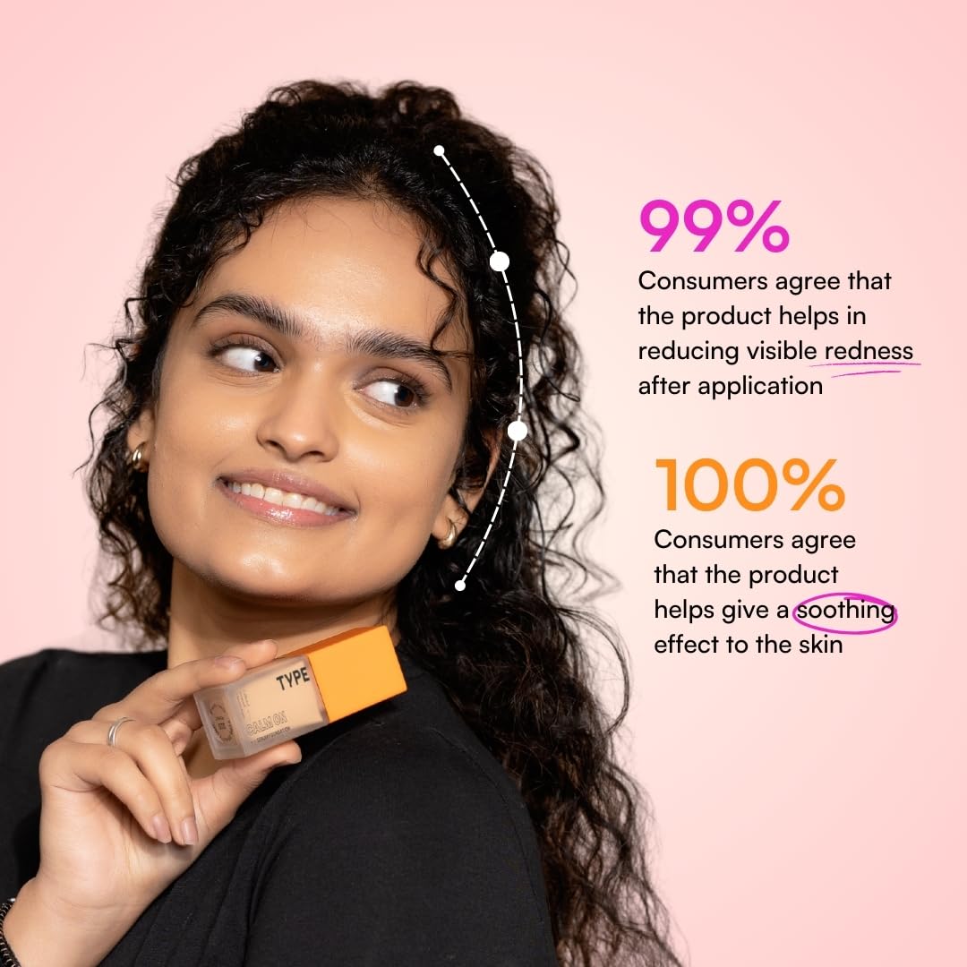 TYPE BEAUTY INC. Calm On Long Lasting Foundation with 12-Hr Wear | Soothing Oat & Amino Acids | Blendable Foundation For Makeup | Light Coverage for a Flawless Look | For Women - Cookie (220) | 20 ml
