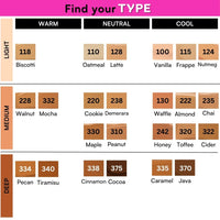 TYPE BEAUTY INC. Calm On Long Lasting Foundation with 12-Hr Wear | Soothing Oat & Amino Acids | Blendable Foundation For Makeup | Light Coverage for a Flawless Look | For Women - Latte (128) | 20ml