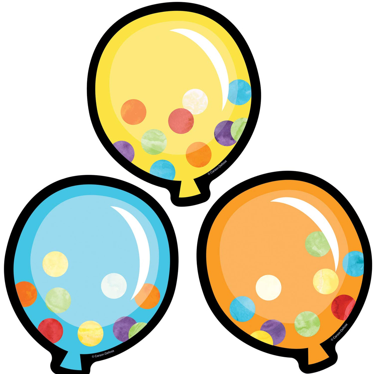 Carson Dellosa Celebrate Learning 36-Piece Colorful Balloons Bulletin Board Cutouts, Balloon Cutouts for Bulletin Boards, Birthday and Party Bulletin Board Decorations, Birthday Classroom Décor Balloons and Confetti