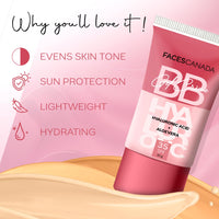 FACES CANADA SPF 35 BB Gel Crème - Warm Caramel, 30g | Multitasking | Even Skin Tone | Instant Glow | Smooth Flawless Matte Finish | Hydrating | Lightweight & Nonsticky