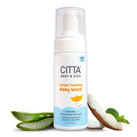 CITTA’s Tender Foaming Baby Wash with Coconut & Aloe vera | Soothe Dry Itchy Skin | Natural Baby Body Wash for Bath | Skin Friendly pH | Dermatologically Tested | 0-10 Years | 150ml