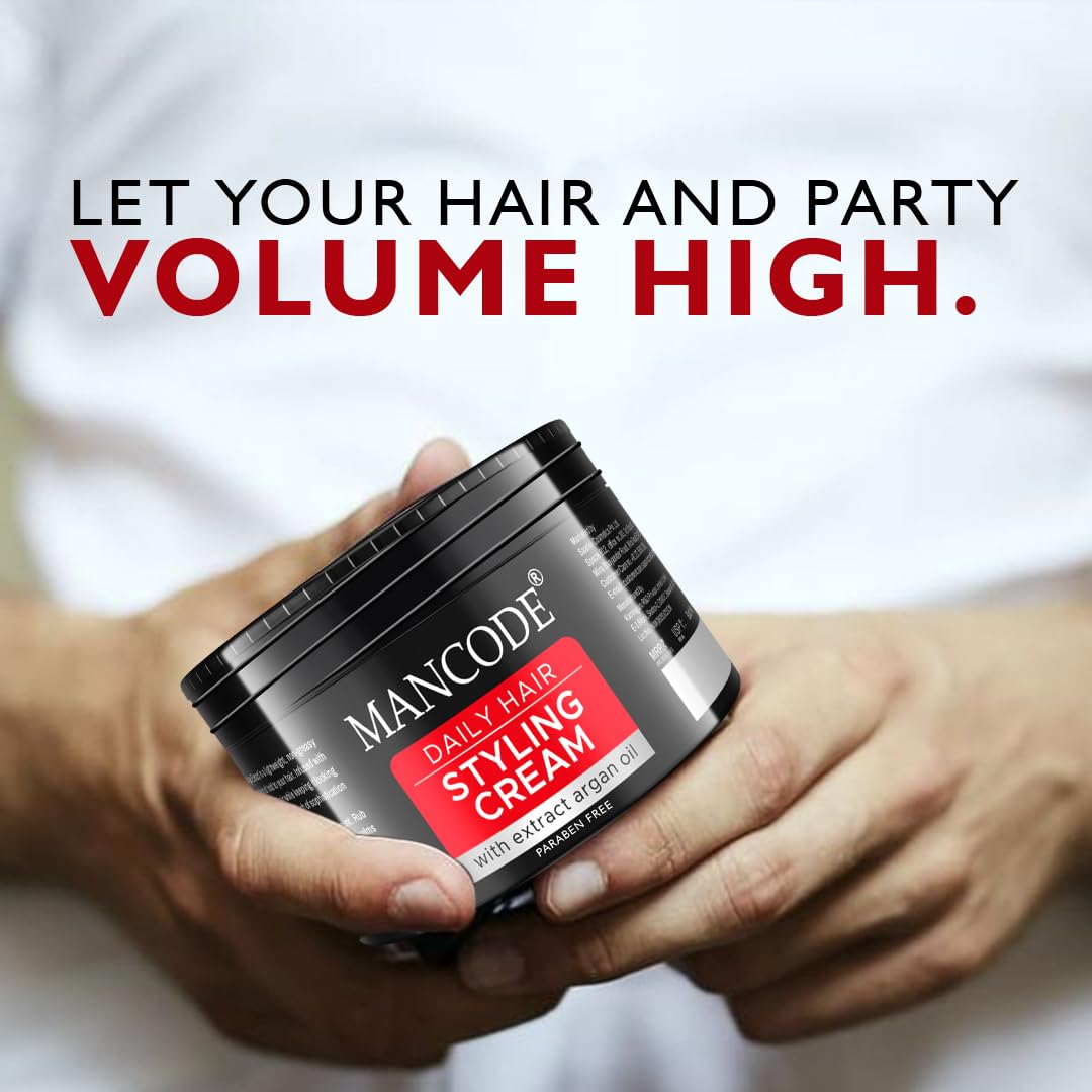 Mancode Hair Styling Cream For Men - 100 gr | For Daily Use Style & Nourishment | Non-sticky, Non-oily | Paraben & Sulphate FREE | Itch Free Daily Hair Cream | UV Protect & Care | Soft & Manageable Hair