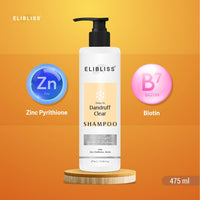 Elibliss Dandruff Clear Shampoo with Biotin Keratin Collagen 475ml | Silk and Soft Keratin Hair Mask with Argan Oil Hydrolyzed Protein Combo 200g