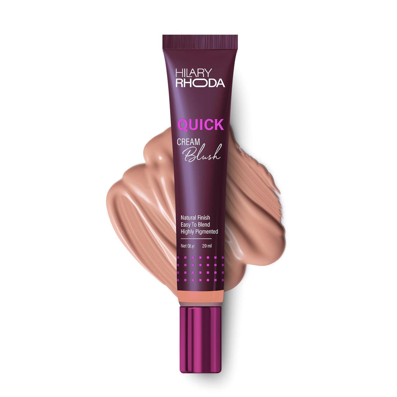 Hilary Rhoda Quick Cream Blush | Highly Pigmented & Dewy Finish | Long-Lasting | Buildable Coverage | Weightless & Easy to Apply | Cream Blush | 20 ml (Mellow Coral - Shade 02)