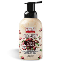 Bryan & Candy Luxury Foaming Body Wash with Pentavitin, Pro Vit B5, Argan Oil, Skin Friendly pH 5.5, All Skin Types, 400 Ml (Cocoa Shea)