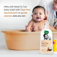 Mother Sparsh Milky Soft Head to Toe Baby Wash -200ml with Milk Protein & Shea Butter | Tear Free 2 in 1 Natural Body Wash & Shampoo for Babies