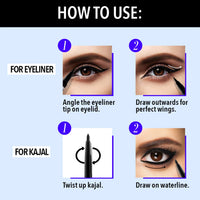 Blue Heaven Intense Duo Kajal + Eyeliner Stick, Black(0.55Ml+0.30Gm), Matte Finish