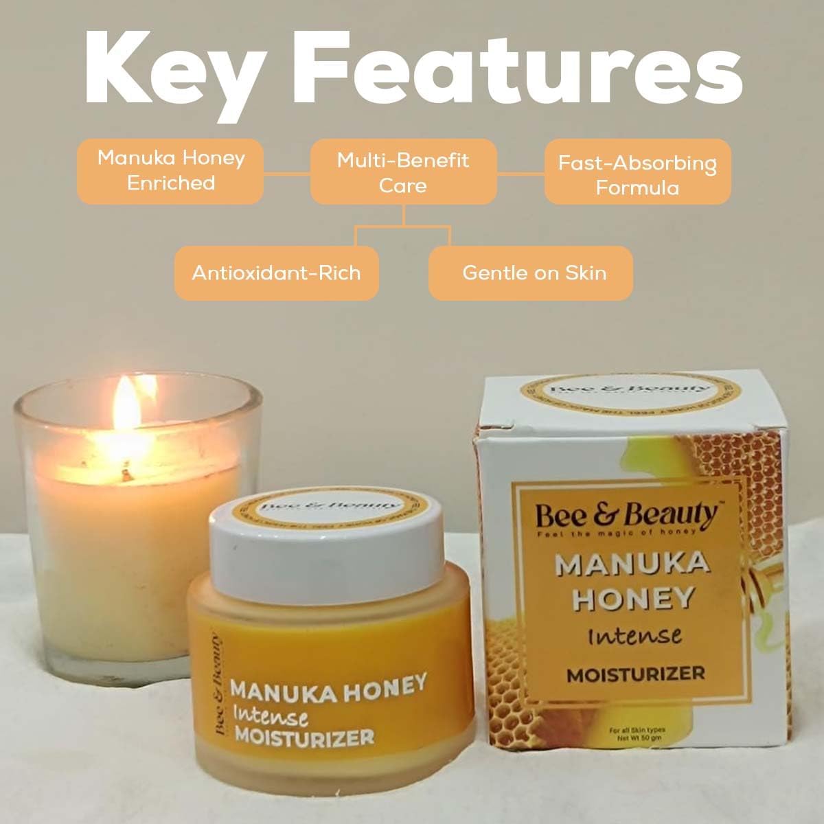 Bee & Beauty Face Moisturizer cream for Deep Hydration and Skin Repair | Natural Nourishing Face Cream with Antioxidants | Dry, Oily, Sensitive and all Skin types with Pure Manuka Honey