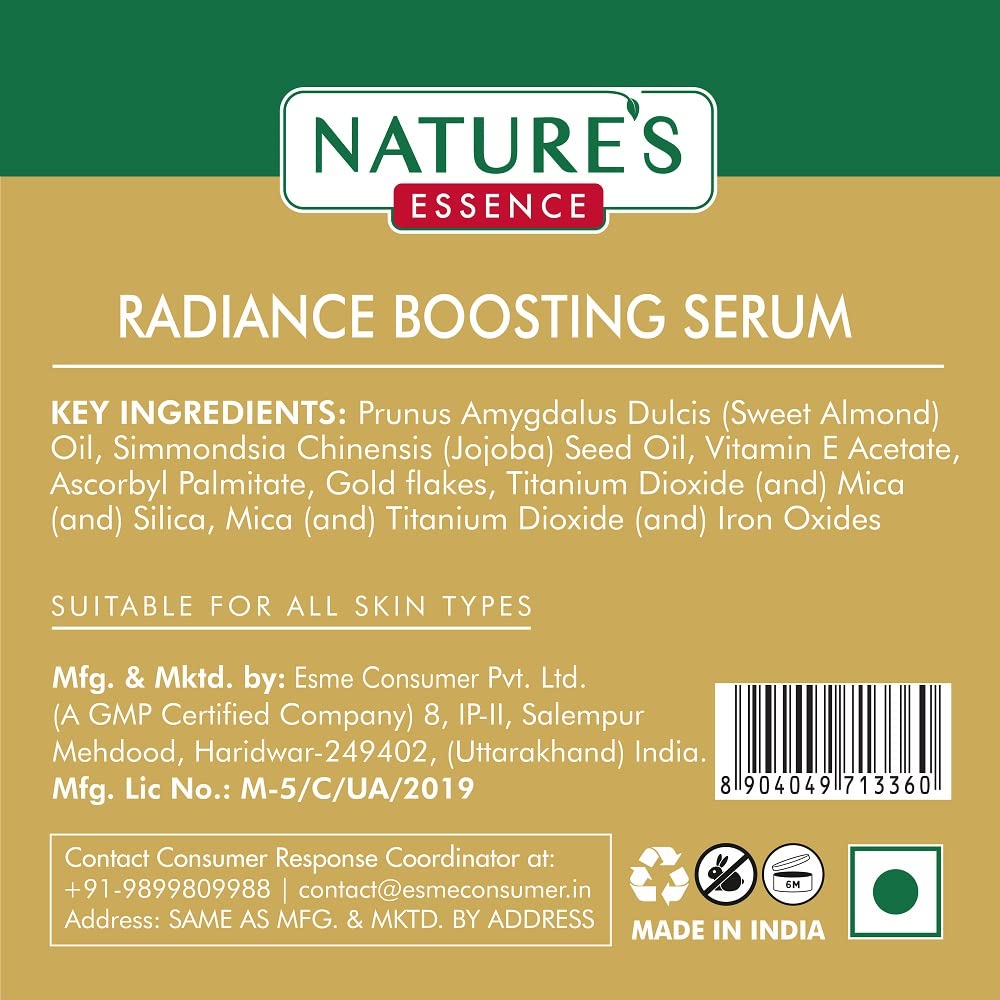 NATURES ESSENCE 24K Liquid Gold Radiance Boosting Serum | Face Serum For Glowing Skin, 30Ml
