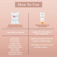 O3+ Radiance Skincare Combo With Bridal Facial Kit Oxygenating Glow Skin 81g & UVA UVB Ultra Light Sunscreen With SPF50 PA+++ 75g |All Skin Type