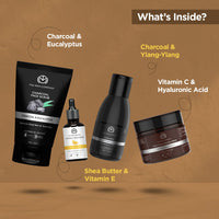 The Man Company Face on Point Facial Kit with Vitamin C Serum, Charcoal Face Wash & Face Scrub, daily Moisturizing Cream | Soft & Supple Skin | Gift Set for Him