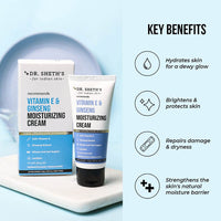 Dr. Sheth's Vitamin E & Ginseng Face Moisturizer Cream for Instant Hydration | Non-Greasy, Fast-Absorbing | Deeply Nourishes & Repairs Damage | For All Skin Types | For Women & Men | 50g