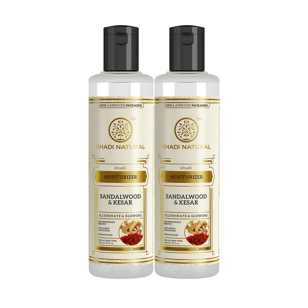 Khadi Natural Sandalwood & Kesar Moisturizer, For Hydrated & Healthy Skin, Suitable for All Skin Types, Pack of 2 | (210 * 2) (420 ml)