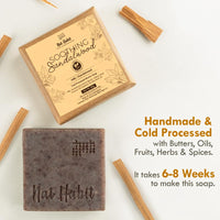 Nat Habit Detox Charcoal & Soothing Sandalwood Butter Bath Soap - Made With Cold Processed, Butter, Activated Charcoal, Sandalwood & Milk - For Men & Women, 125g of Each (Combo Pack of 2)