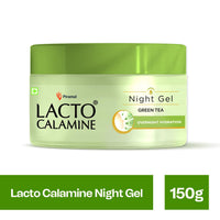 Lacto Calamine Green Tea Night Gel Moisturizer For Women | 50g x Pack of 1 | Night Cream For Oily Skin with Niacinamide & Glycolic Acid | Overnight Hydration | Sulphate & Paraben Free