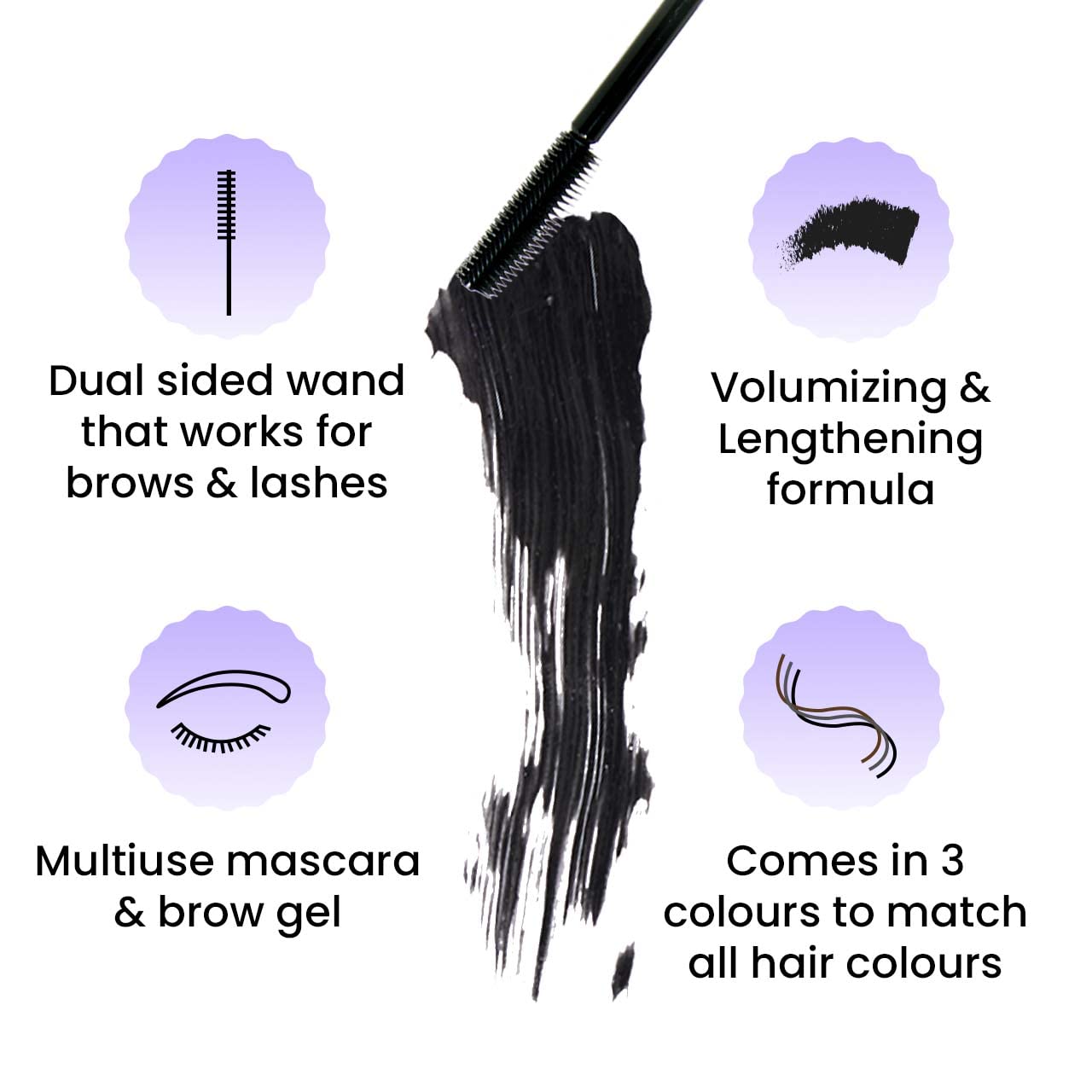 FAE Beauty 2-in-1 Volumising Mascara & Brow Gel | Lengthening & Buildable Formula | Easy To Remove | For All Genders | For Lashes & Brows | Vegan (Jet Black)