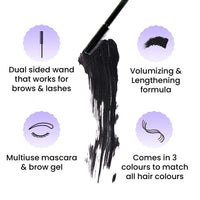 FAE Beauty 2-in-1 Volumising Mascara & Brow Gel | Lengthening & Buildable Formula | Easy To Remove | For All Genders | For Lashes & Brows | Vegan (Jet Black)